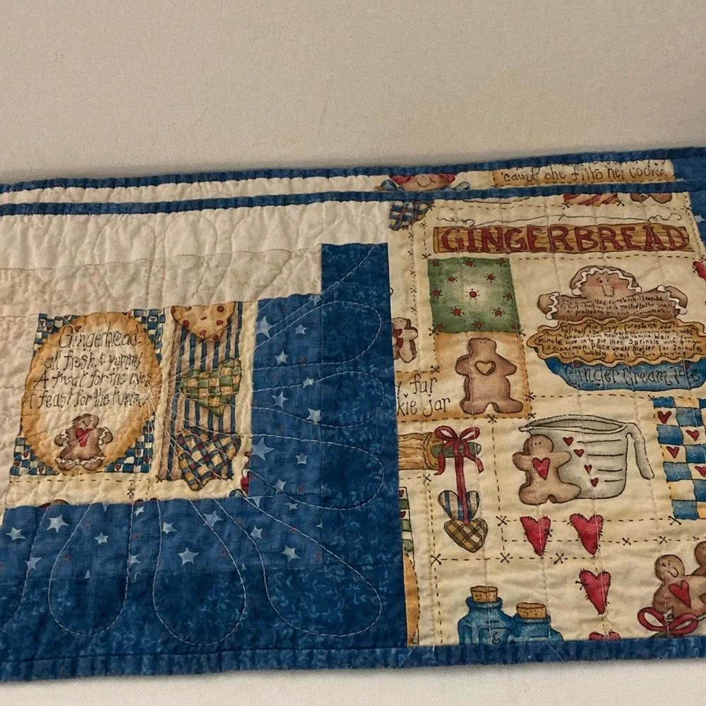 6 Patchwork quilt placemats each unique design gingerbread recipes holiday